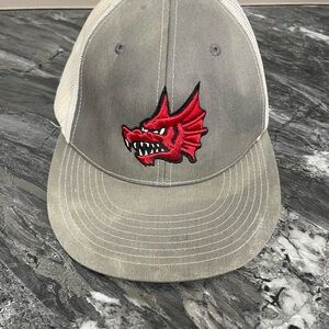 Gray and Red Dragon Embroidered Cap